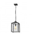 Suspension lanterne Louvre Verre transparent,acier Bronze 1 ampoule 38,6cm