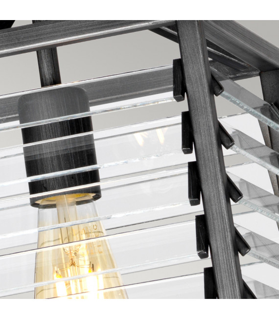 Sospensione lanterna Louvre Vetro trasparente, acciaio bronzo 1 lampadina 38,6 cm