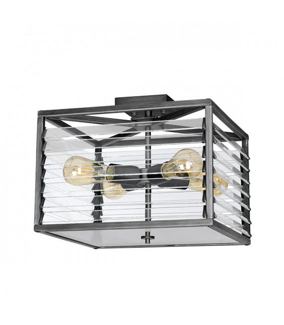 Deckenleuchte Louvre Steel, Bronzeglas 4-flammig 31,4cm