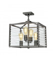 Louvre steel, bronze glass 4-bulb 40.7cm lantern pendant light