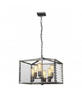 Suspension lanterne Louvre Acier,verre Bronze 6 ampoules 40,2cm