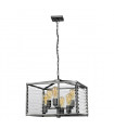 Louvre steel, bronze glass 6-bulb 40.2cm lantern pendant light