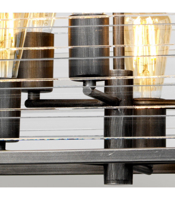 Louvre steel, bronze glass 6-bulb 40.2cm lantern pendant light