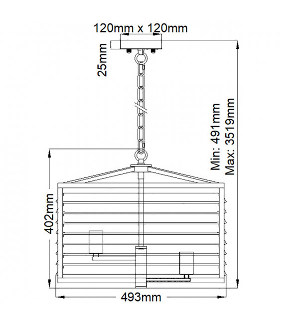 Lámpara colgante farol de 40,2 cm de acero Louvre, vidrio bronce, 6 luces