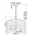 Suspension lanterne Louvre Acier,verre Bronze 6 ampoules 40,2cm