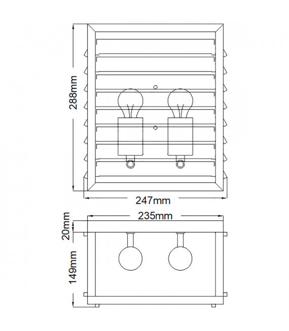 Lampada da parete Louvre Acciaio, vetro bronzo 2 lampadine 28,8 cm
