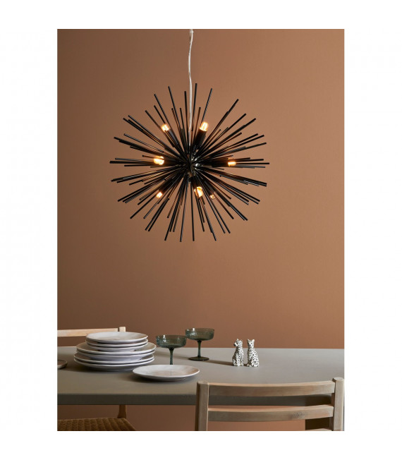 Suspension Soleil Métal Noir 9 ampoules 190cm