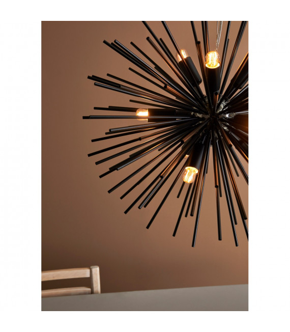 Lámpara colgante Sun Metal negro 9 bombillas 190cm