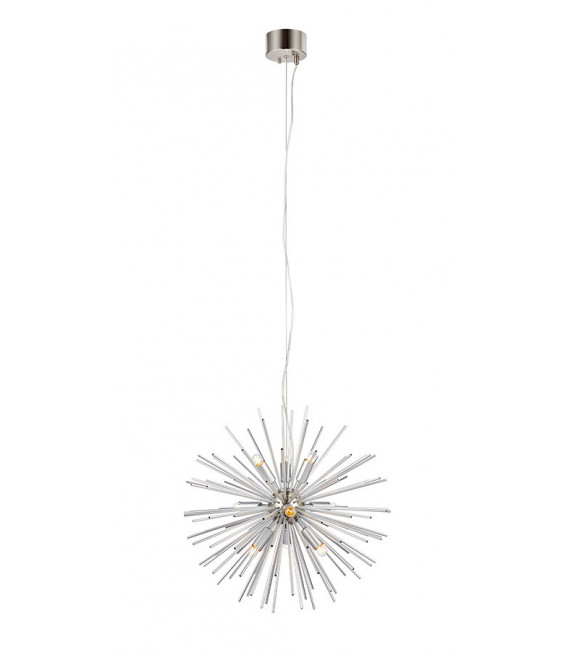 Suspension Soleil Métal Argent 9 ampoules 190cm