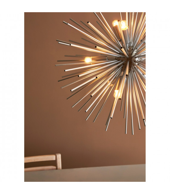 Silver metal Sun pendant lamp 9 bulbs 190cm