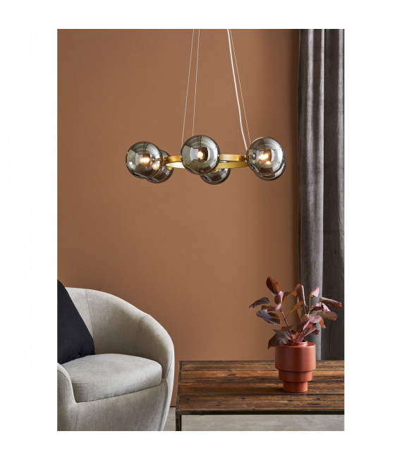 Colgante Círculo Metal Dorado 6 bombillas 15cm