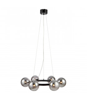 Suspension Circle Métal Noir 6 ampoules 15cm