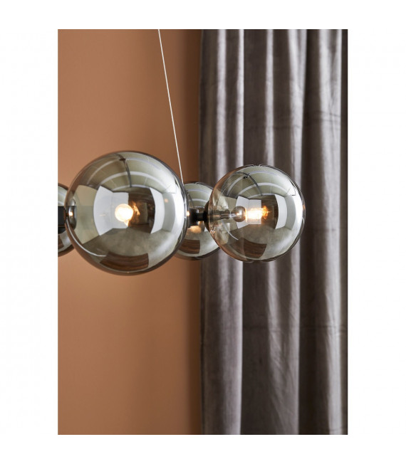 Suspension Circle Métal Noir 6 ampoules 15cm
