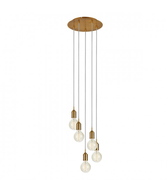 Suspension Bronx Métal Bronze 5 ampoules 166cm