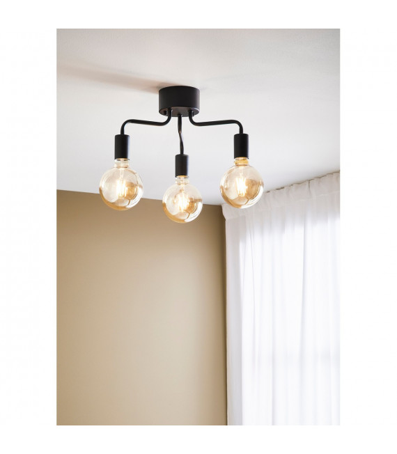 Lampada da soffitto Avery Black Metal 3 lampadine 21cm