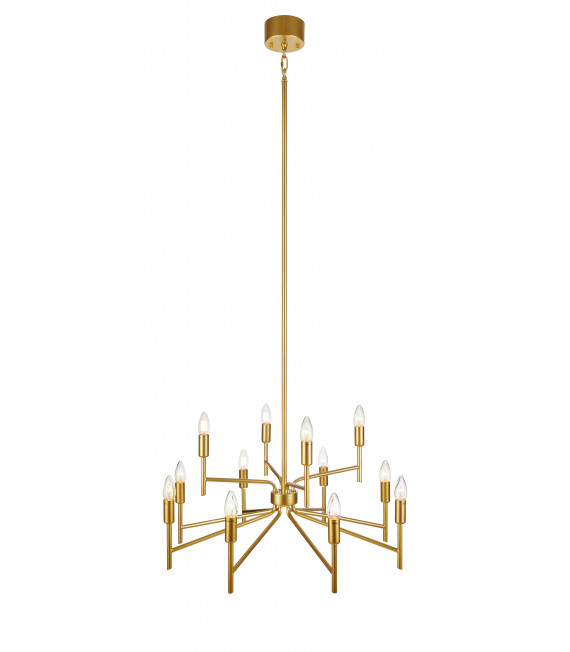 Ciondolo in metallo dorato Regent 12 lampadine 155cm