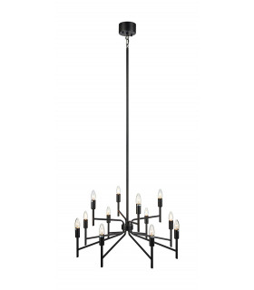 Lámpara colgante Regent Black Metal 12 bombillas 155cm
