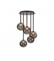 Universe pendant lamp Black metal 5 bulbs 68cm