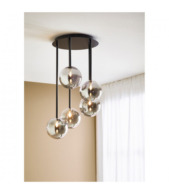 Lámpara colgante Universe Metal negro 5 bombillas 68cm
