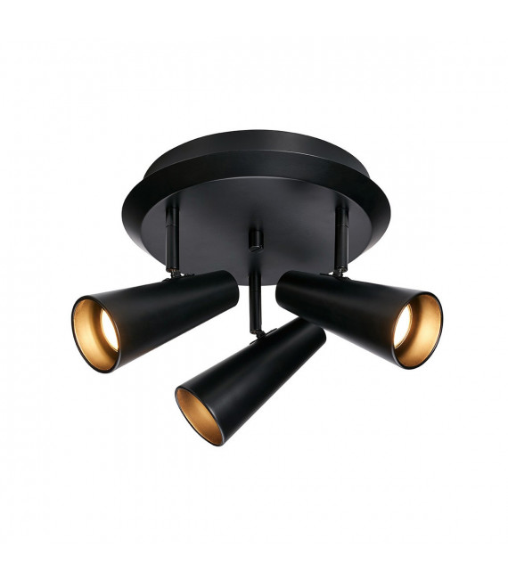 Ceiling lamp Spot Crest Black Metal 3 bulbs 20cm