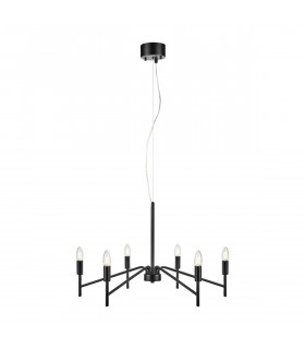 Monarch Lampada a sospensione in metallo nero 6 lampadine 43cm