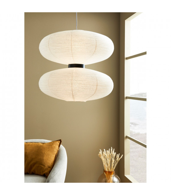 Doppia plafoniera in plastica bianca 2 lampadine 58cm