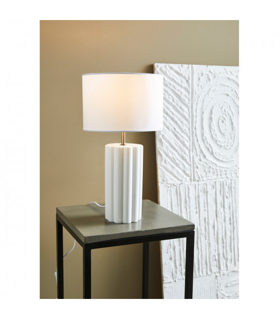 Columna sobremesa Cerámica Blanca 1 bombilla 44cm