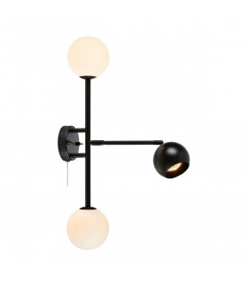 Ceiling lamp Beside Black Metal 3 bulbs 60cm