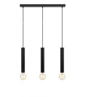 Sencillo Metal Negro lámpara colgante 3 bombillas 35,5cm