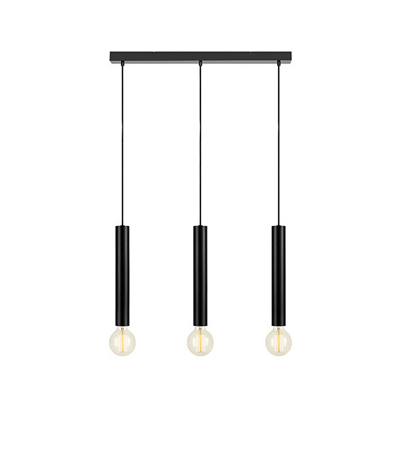 Suspension Sencillo Métal Noir 3 ampoules 35,5cm