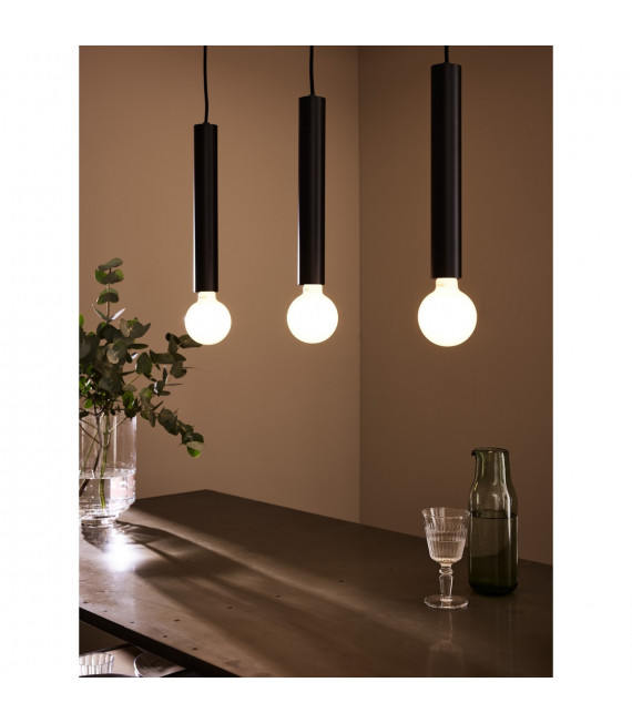 Sencillo Metal Negro lámpara colgante 3 bombillas 35,5cm