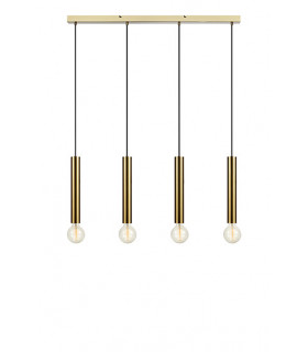 Sencillo Metal Latón Colgante 4 bombillas 35cm
