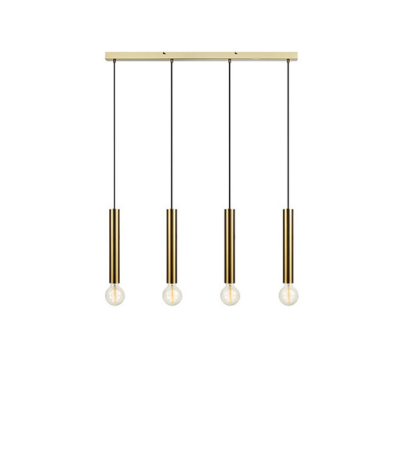 Sencillo Metallo Ottone Ciondolo 4 lampadine 35cm
