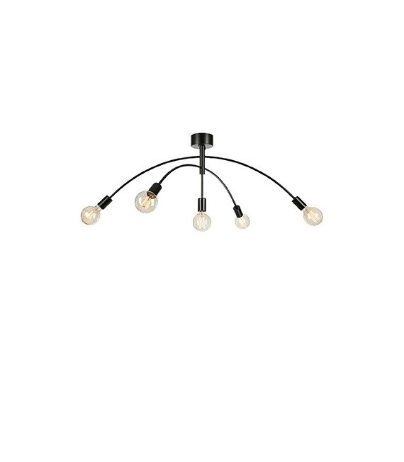 Plafoniera Crux Black Metal 5 lampadine 40cm
