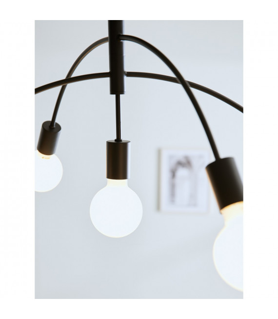 Plafoniera Crux Black Metal 5 lampadine 40cm