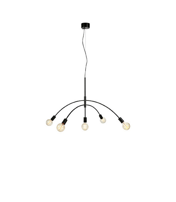 Ciondolo Crux in metallo nero 5 lampadine 58cm