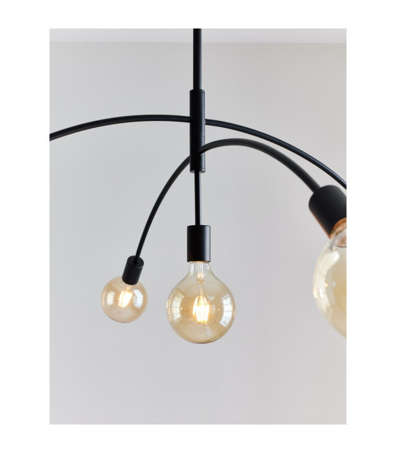 Suspension Crux Métal Noir 5 ampoules 58cm