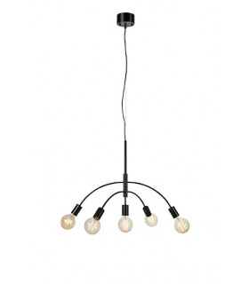 Suspension Cygnus Métal Noir 5 ampoules 51cm