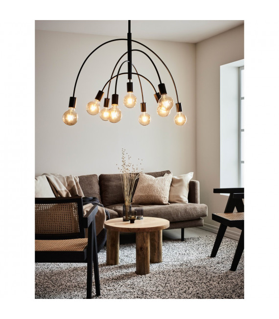 Lampada a sospensione Lavello Metallo nero 9 lampadine 88cm