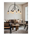 Lavello pendant lamp Black metal 9 bulbs 88cm