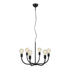 Amistoso Metal Negro Colgante 6 bombillas 47cm