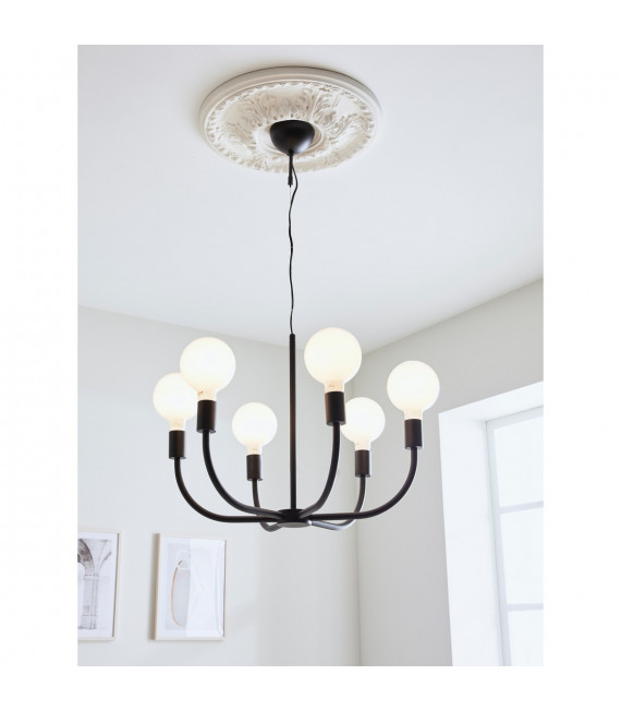 Amistoso Black Metal Pendelleuchte 6 Glühbirnen 47cm