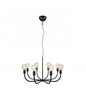 Amistoso Metal Negro Colgante 8 bombillas 47cm
