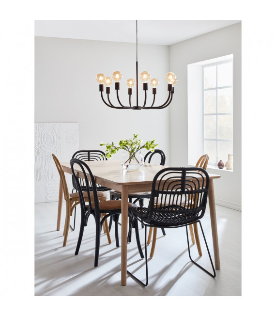 Amistoso Black Metal Pendant 8 bulbs 47cm