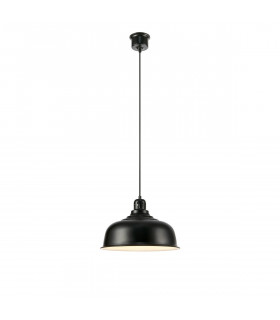 Port pendant lamp Black metal 1 bulb 24.5cm