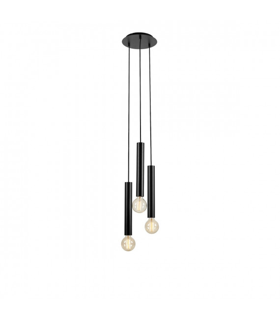 Sencillo Black Metal pendant light 3 bulbs 35.5cm