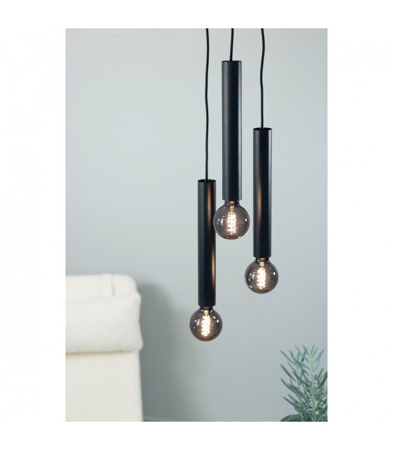 Suspension Sencillo Métal Noir 3 ampoules 35,5cm