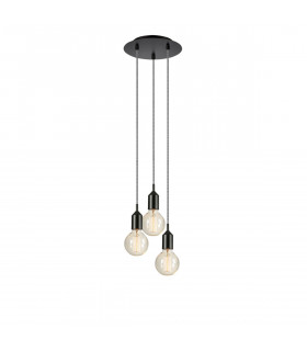 Suspension Bronx Métal Noir 3 ampoules 10cm