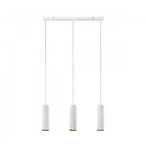 Costilla lámpara colgante Metal blanco 3 bombillas 1760cm