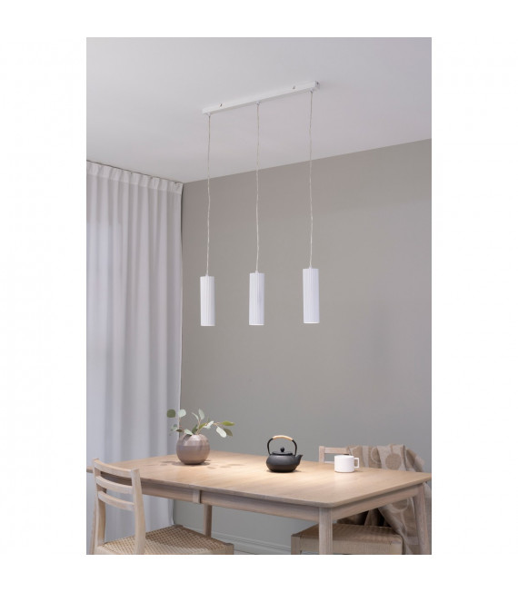 Costilla pendant light White metal 3 bulbs 1760cm